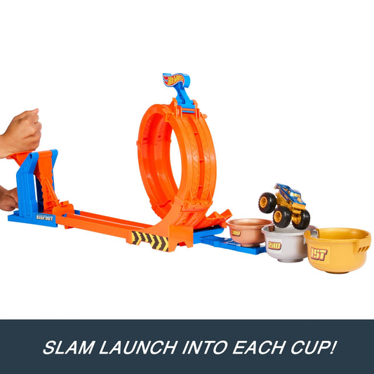 Hot Wheels Monster Trucks Loop-And-Flip Trophy Challenge Playset & Die-Cast Bigfoot Toy Truck
