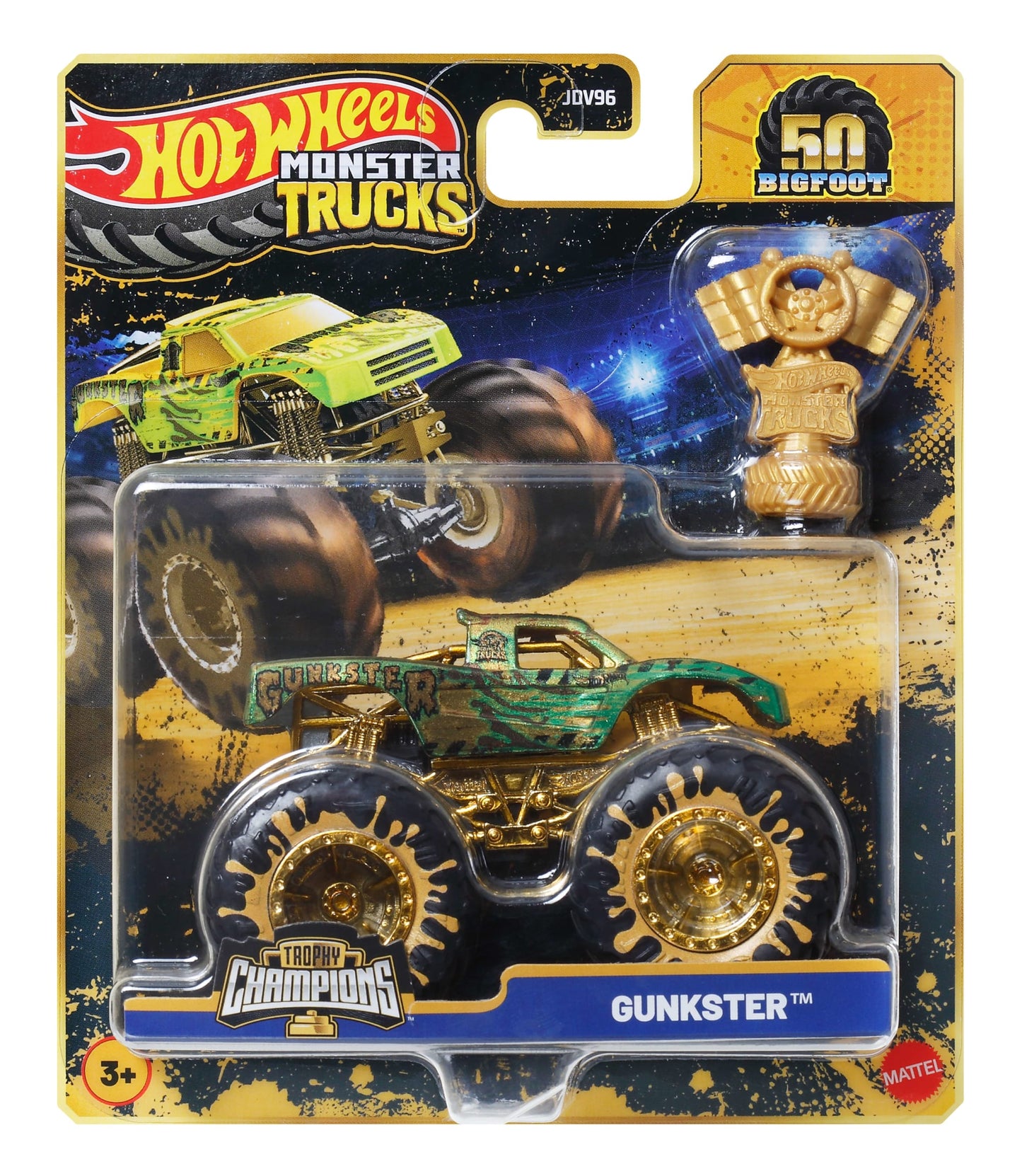 Hot Wheels Monster Trucks Trophy Champions Premium Die-Cast 1:64 Scale & Trophy