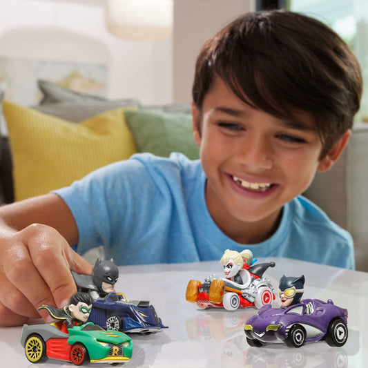 Hot Wheels Racerverse, Set Of 4 Die-Cast Hot Wheels Cars With Pop Culture Characters As Drivers