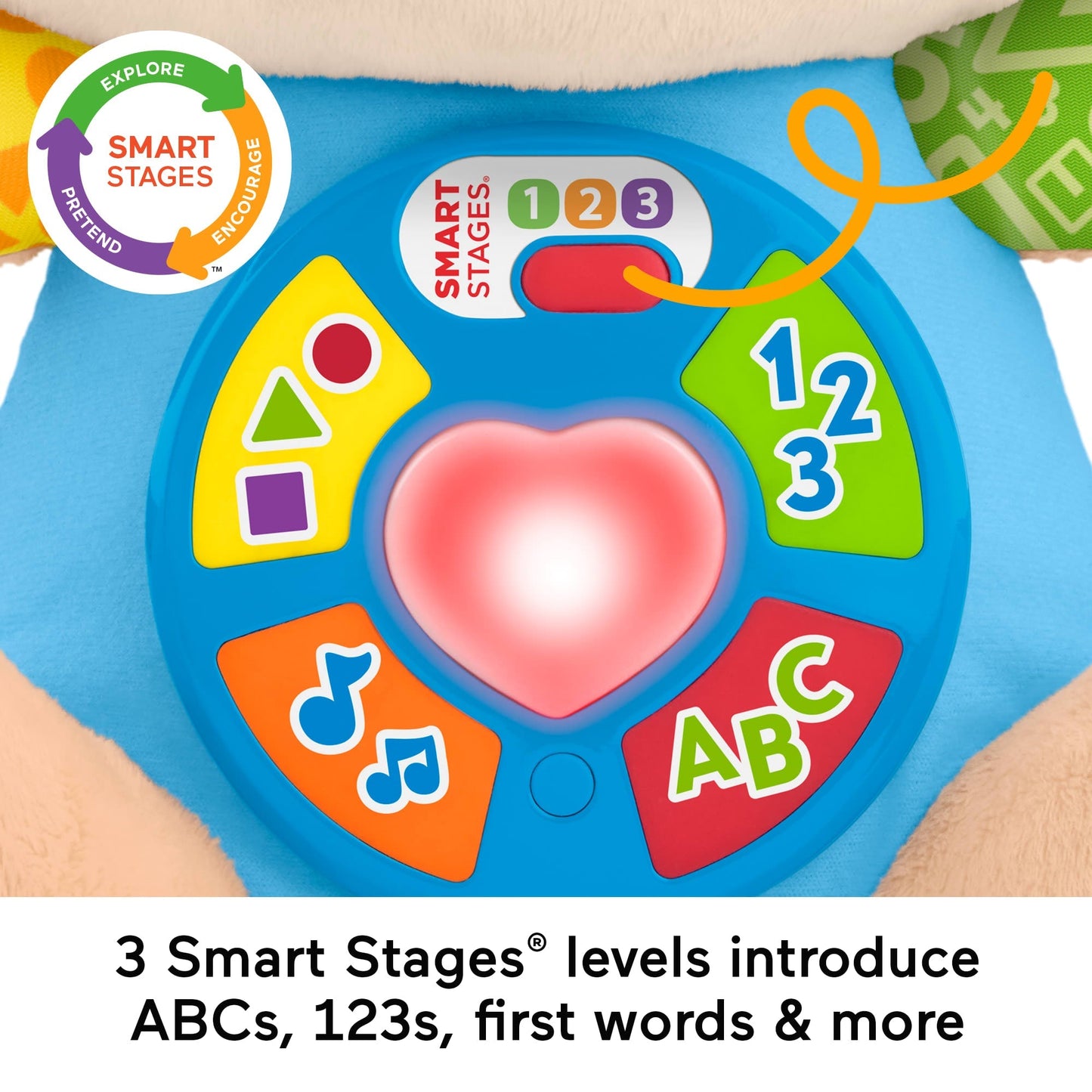 Fisher-Price Laugh & Learn Smart Stages Puppy Plush Baby Musical Learning Toy, Multilanguage Version
