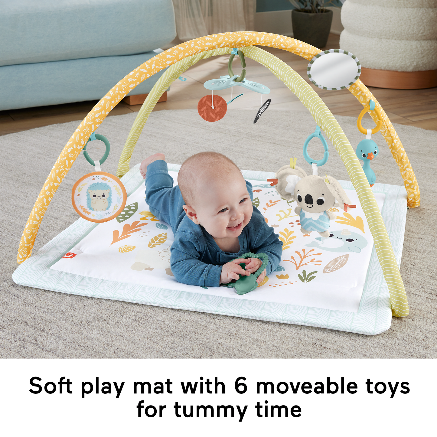 Fisher-Price Simply Senses Newborn Gym Baby Activity Mat With 6 Sensory Toys