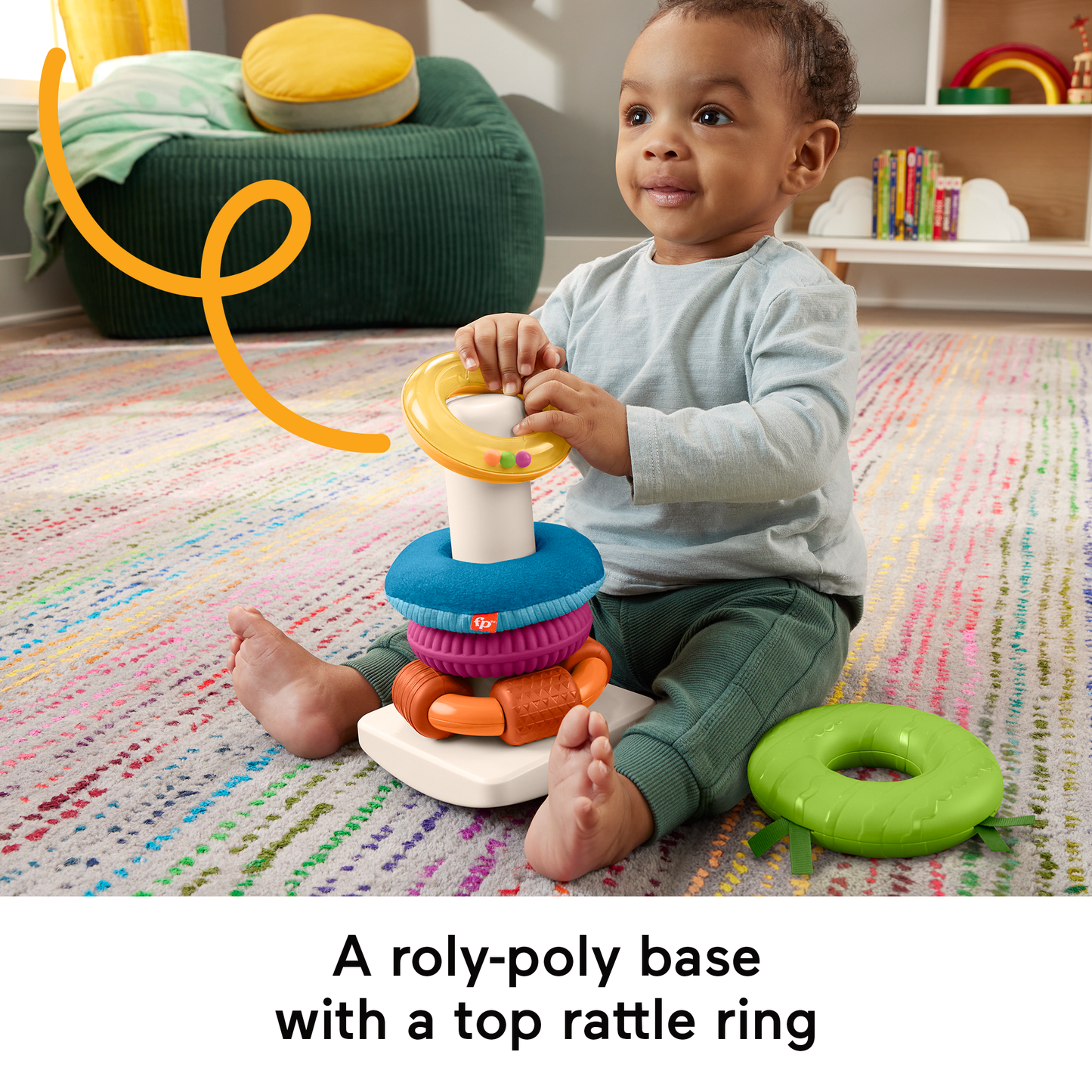 Fisher-Price Sensory Rock-A-Stack Roly-Poly Stacking Toy With Fine Motor Activities For Babies
